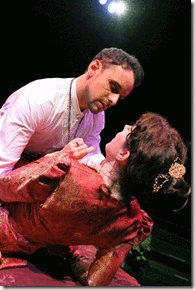 Boho's Tartuffe 1 Controversy and cynicism are sure to follow any modern translation of a classic. Moliere's "Tartuffe", currently presented by the Bohemian Theatre Company and directed by Peter Robel has decided to tread in these waters. For their staging, the company has decided on the 1991 Ranjit Bolt very controversial translation which in many aspects, abandons wry wit for in your face comedy. In any other hands, this could end up as an artistic debacle. However, Mr. Robel never lets the piece get away from him and by understanding Moliere's subtleties and intentions, allows his actors to explore other dimensions of these well known characters not often seen in less radical translations.